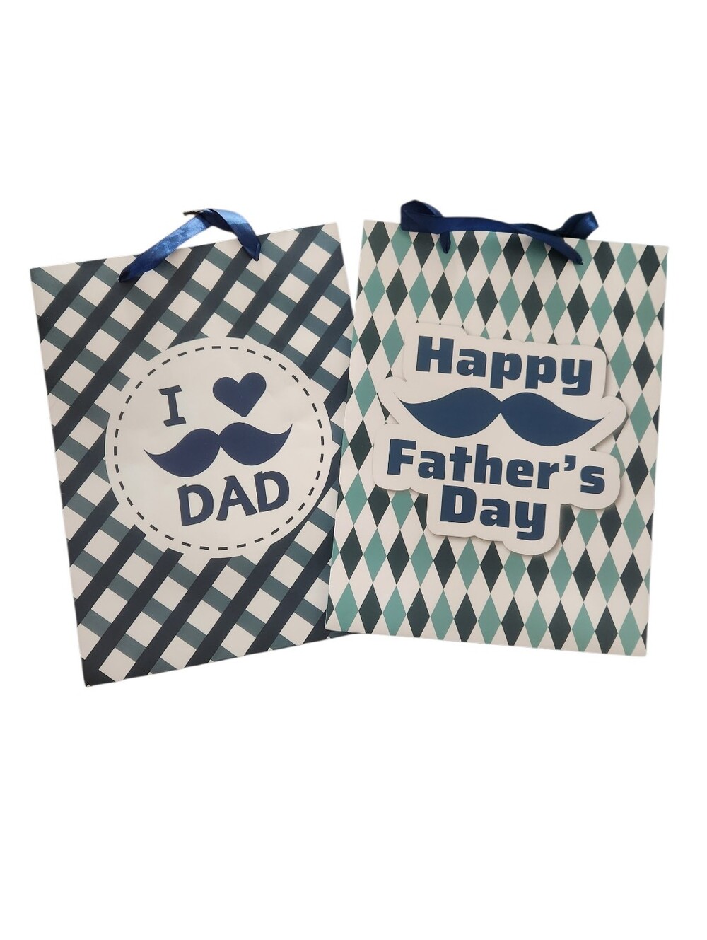 Fathers Day Gift Bags Set Of 2 Blue & Green Heavy Duty Bags NWOT